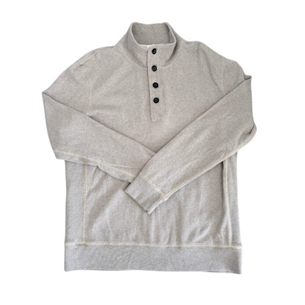 American Eagle Henley Sweater Gorpcore Zip Button Vintage Line 90s Gray Men's XL - Picture 2 of 12